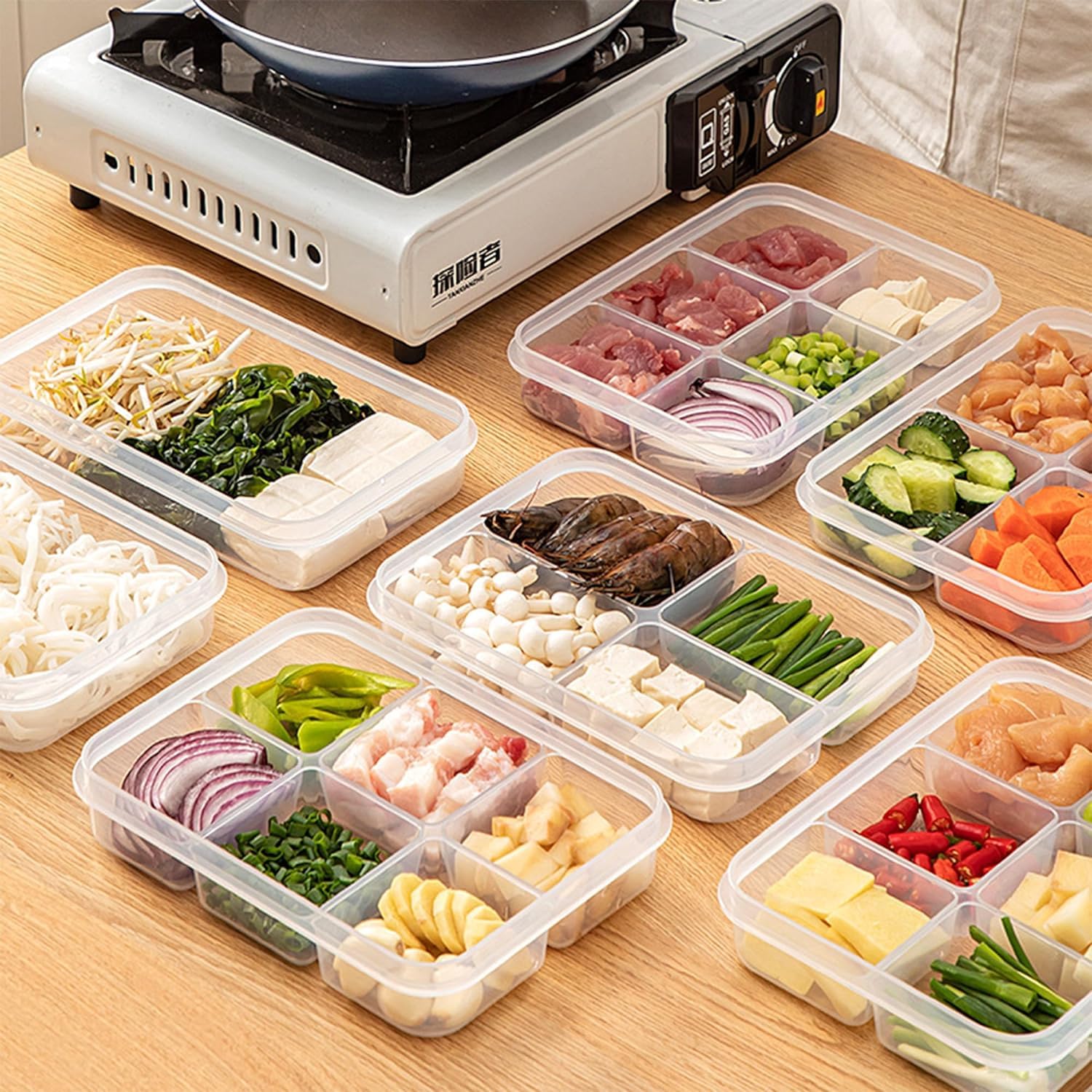 Amazon｜Dingerjar 仕切り野菜トレイ 蓋付き スナックルボックス 食品